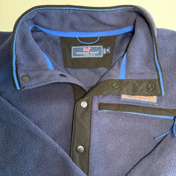 Vineyard Vines Men's Fleece Snap Pullover Sweatshirt Navy Blue Size‎ Medium EUC - Picture 8 of 10